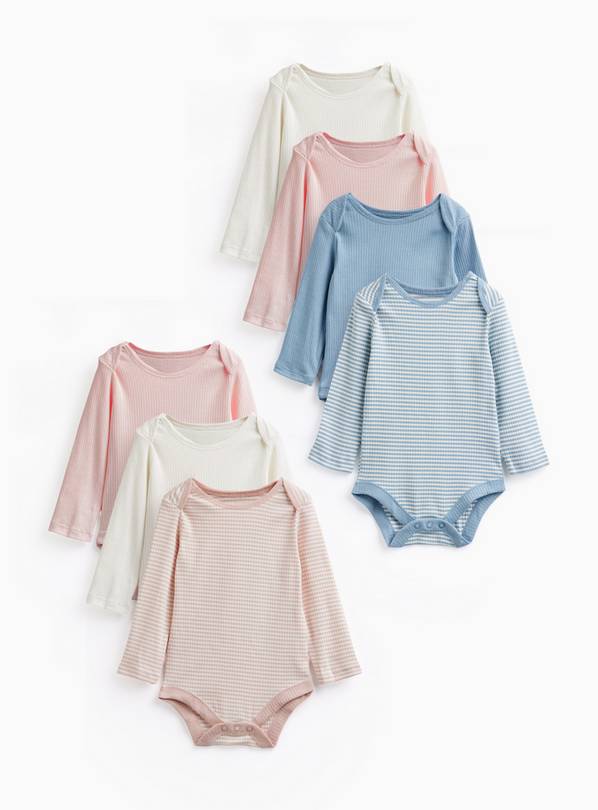 7 Pack Pastel Long Sleeve Bodysuits 3-6 months